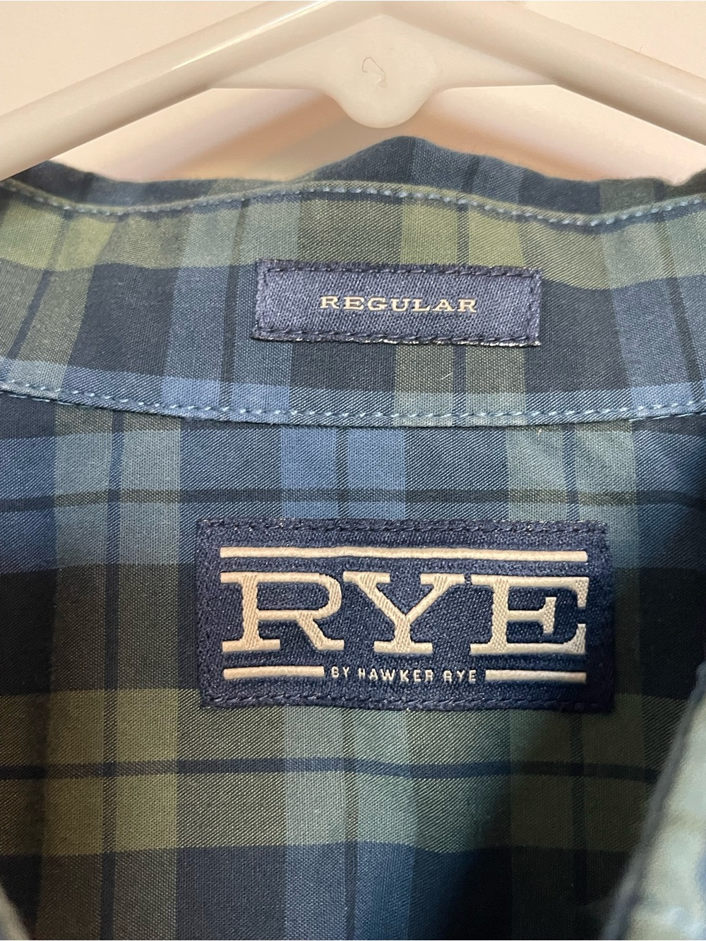 Rye Men's Green and Blue Plaid Button-Down Shirt Size Regular - Picture 4 of 4